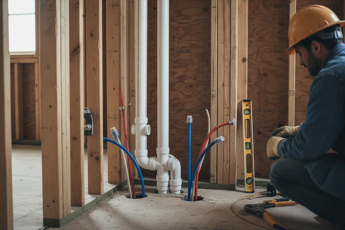 Drain and supply rough-in during Drain Cleaning in Allen